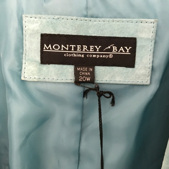 Vtg Turquoise Suede Ladies 20W Blazer Coat Monterey Bay NOS - Picture 2 of 3